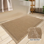 Waffle Super Absorbent Bath Mat | Non-Slip Microfiber Bathroom Rug with Tassels