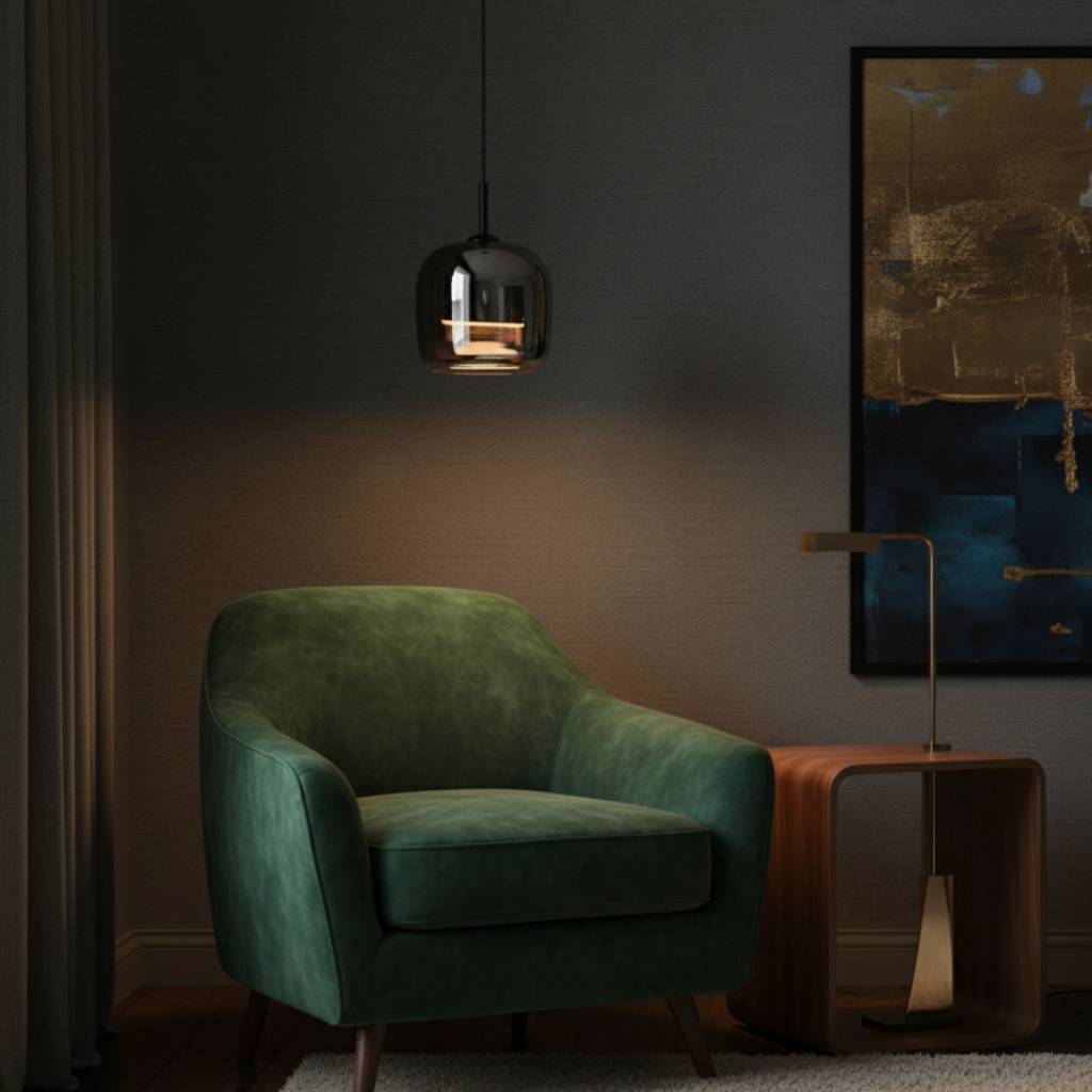 Elegant Glass Pendant Light with Smoked Glass Lampshade for Sophisticated Spaces
