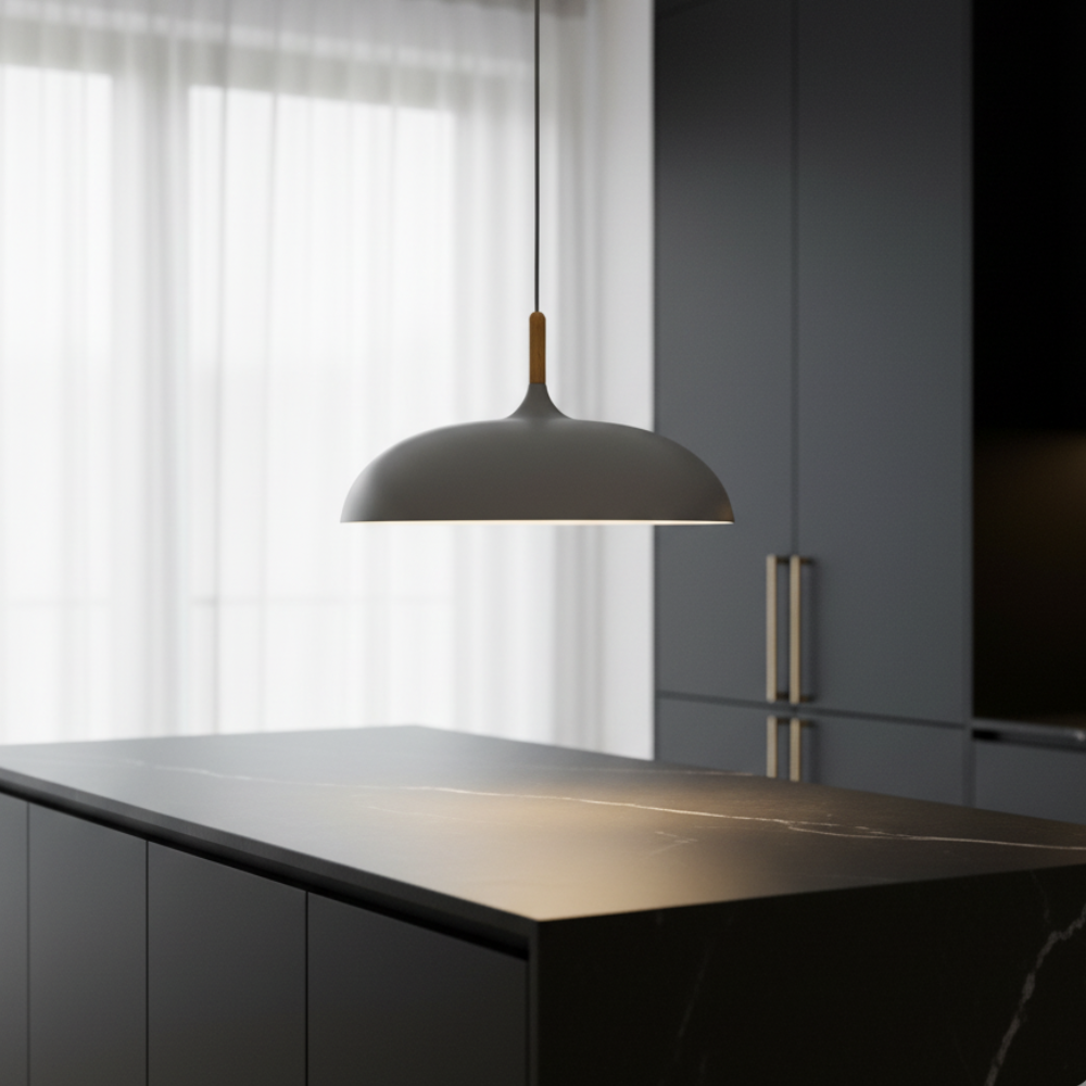 Haft Pendant Light - Scandinavian Kitchen Pendant Lighting with Wood & Iron