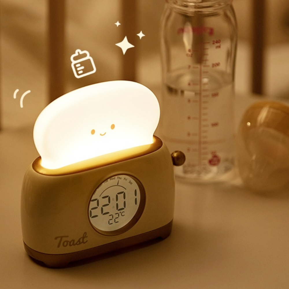 Toastie Digital Alarm Clock with Night Light & Temperature Display for Kids