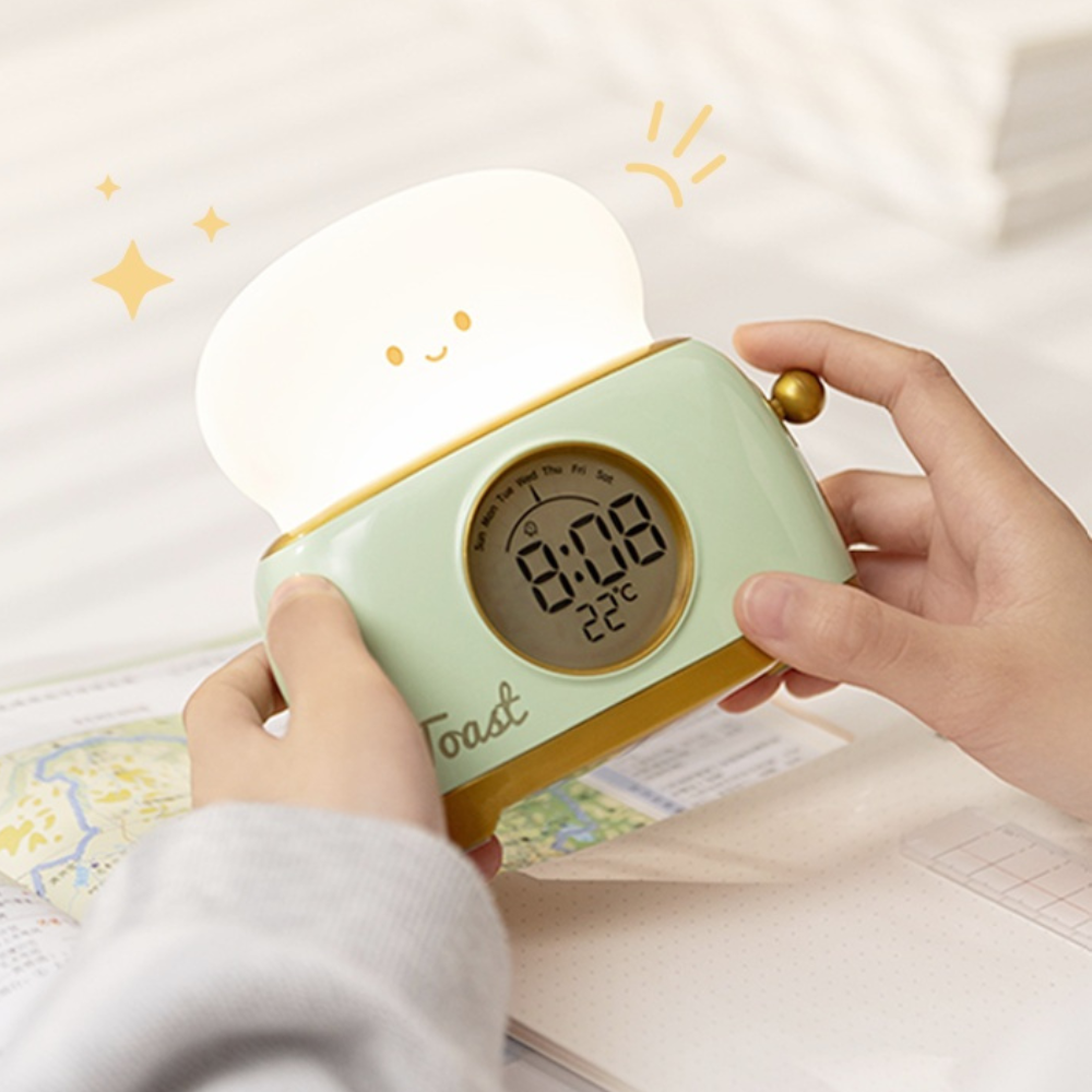 Toastie Digital Alarm Clock with Night Light & Temperature Display for Kids