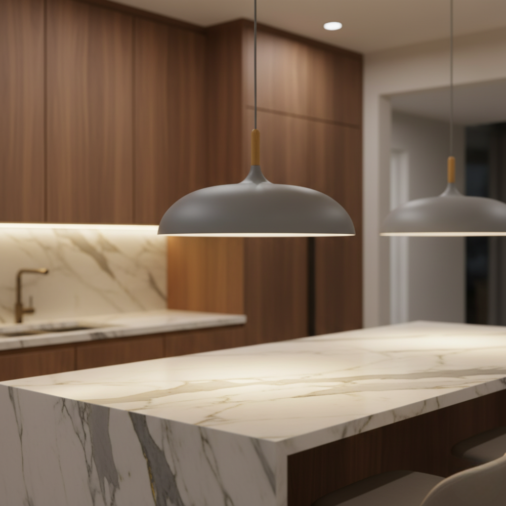 Haft Pendant Light - Scandinavian Kitchen Pendant Lighting with Wood & Iron