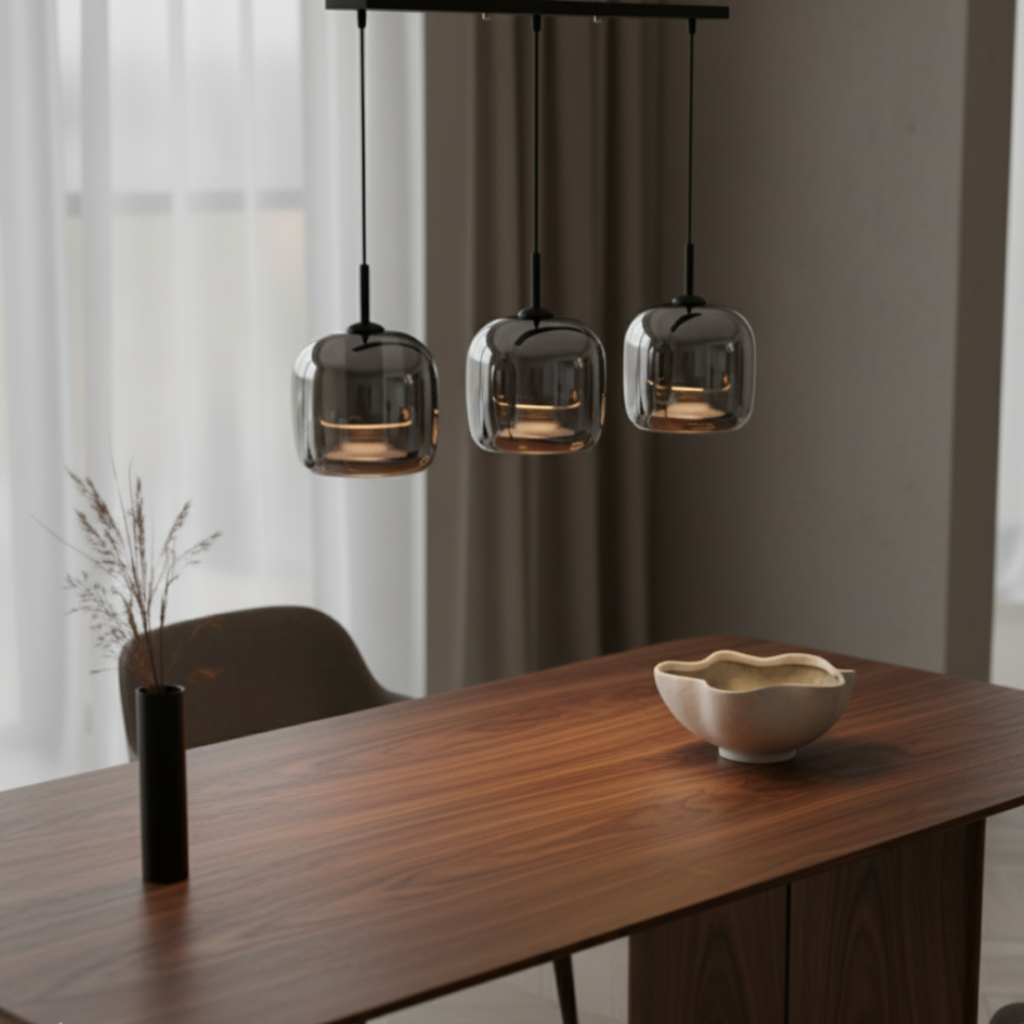 Elegant Glass Pendant Light with Smoked Glass Lampshade for Sophisticated Spaces