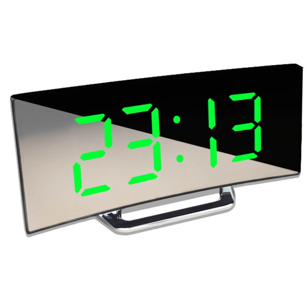 Sleek Curved LED Digital Alarm Clock with Adjustable Dimming Feature