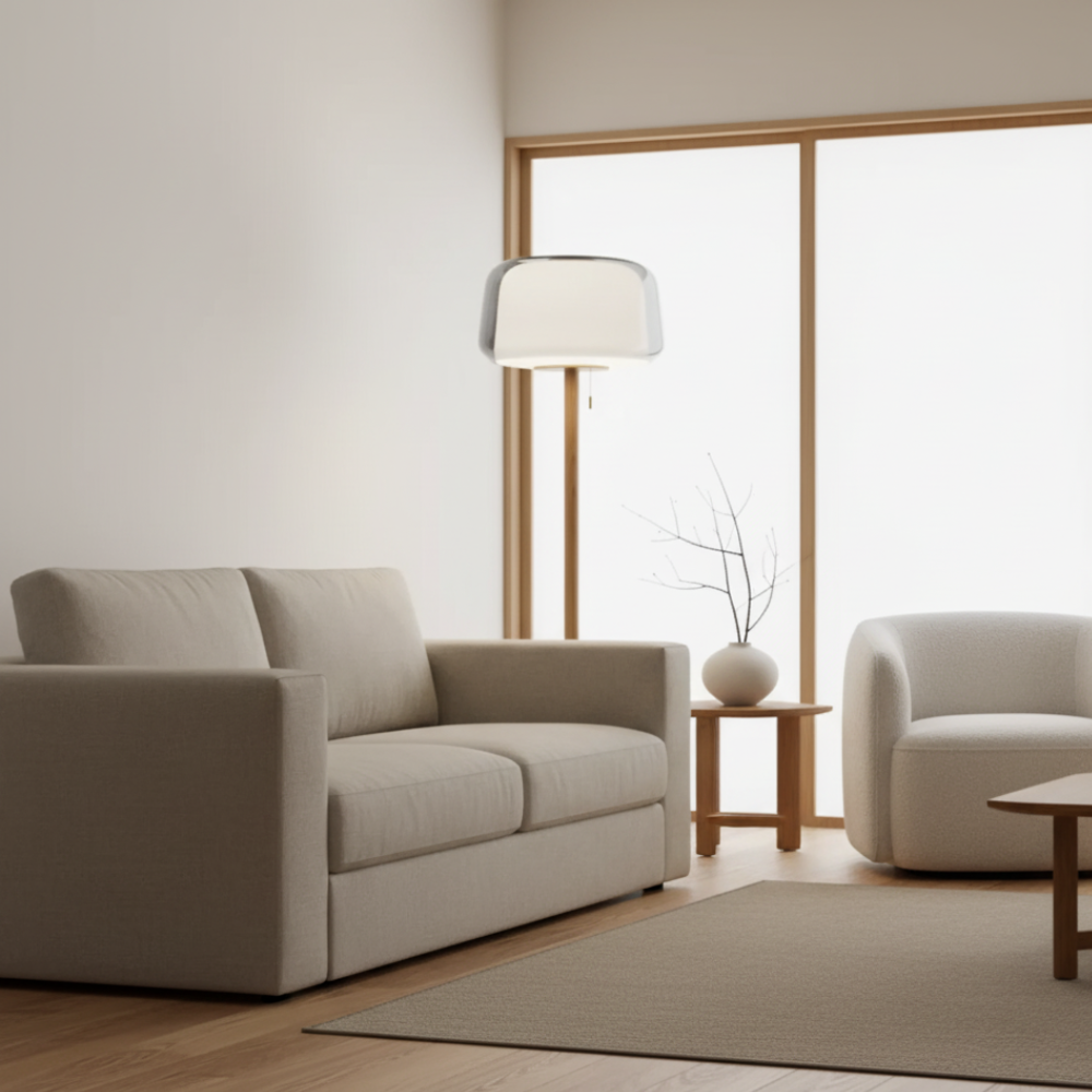 Glasstique | Chic Modern Glass Floor Lamp for Living Room Ambiance