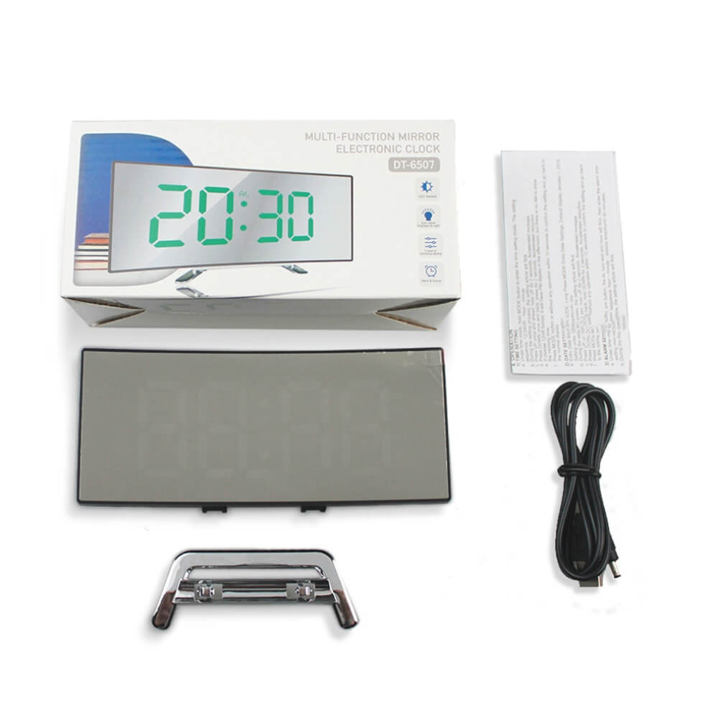 Sleek Curved LED Digital Alarm Clock with Adjustable Dimming Feature