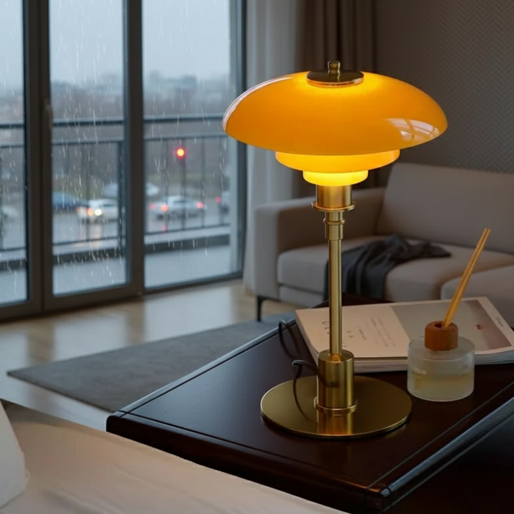 Scandinavian Style Glass Table Lamp - Minimalist LED Bedside & Desk Lighting