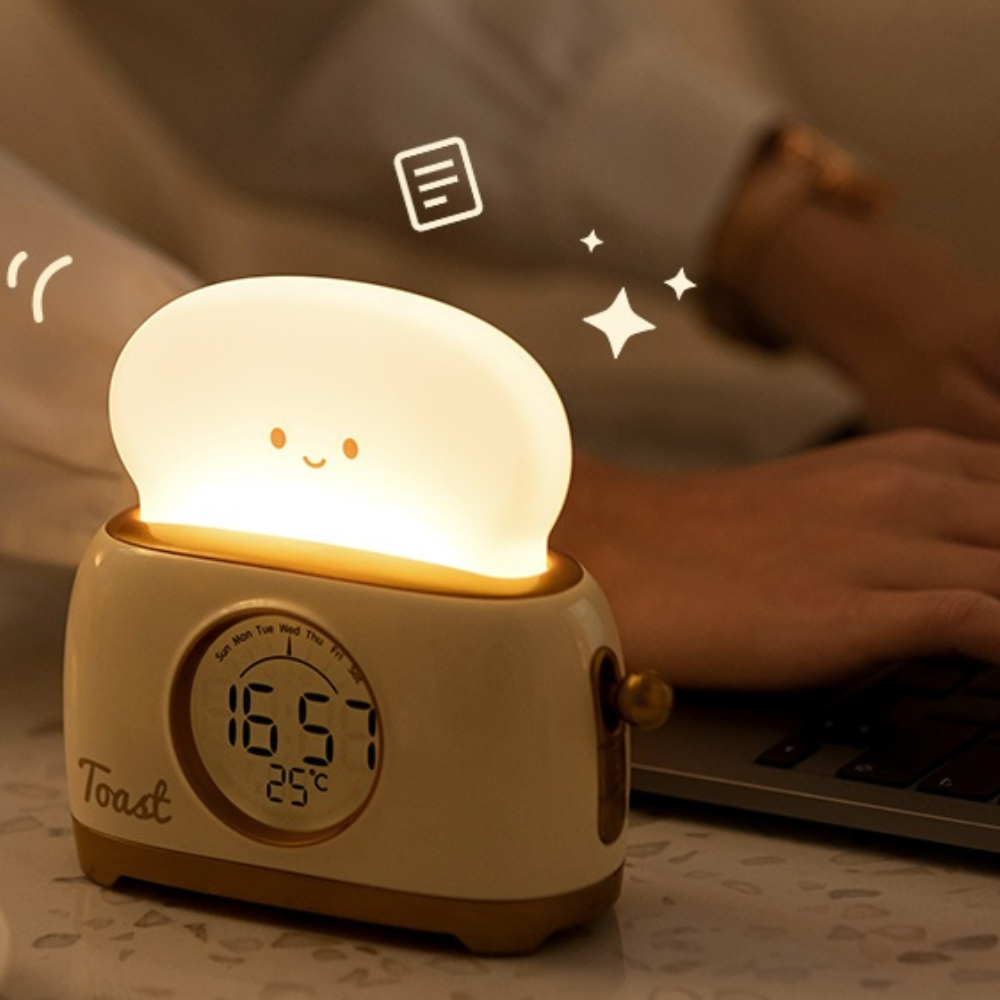 Toastie Digital Alarm Clock with Night Light & Temperature Display for Kids