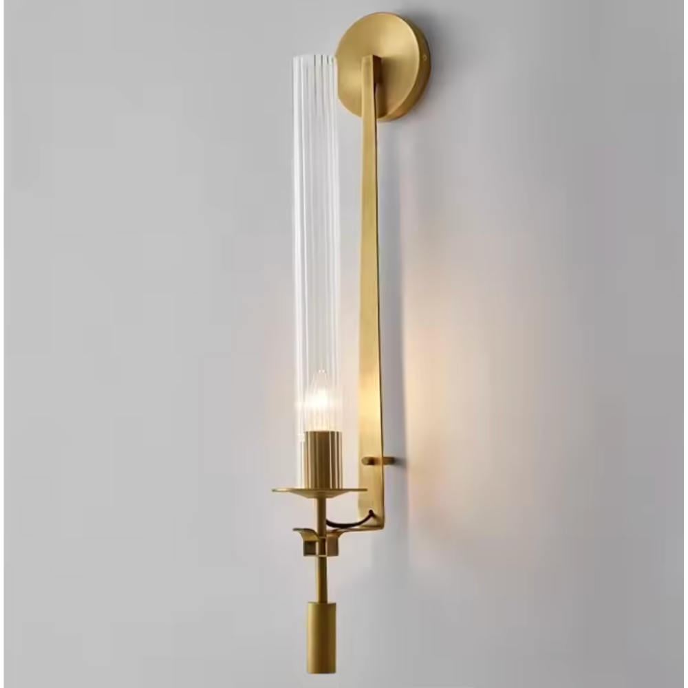 Clarion Modern Wall Sconce - Elegant Fluted Glass & Iron Wall Lights