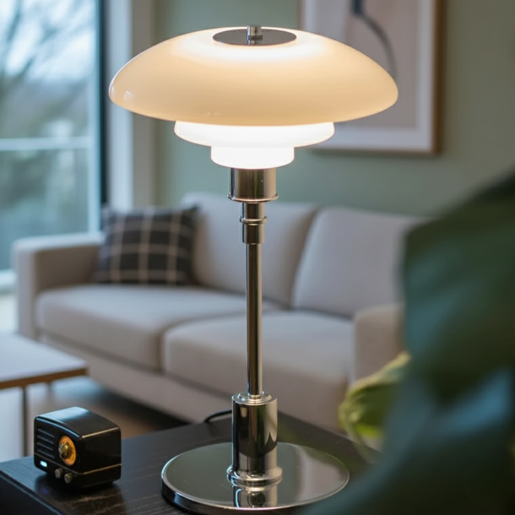 Scandinavian Style Glass Table Lamp - Minimalist LED Bedside & Desk Lighting
