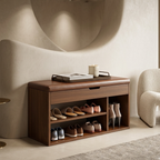 Modern Minimalist 3-Tier Shoe Storage Cabinet - PU Leather & Wood Organizer