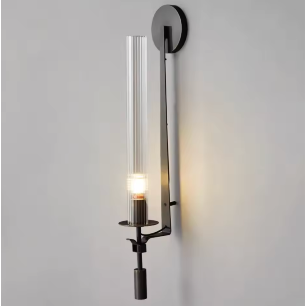 Clarion Modern Wall Sconce - Elegant Fluted Glass & Iron Wall Lights