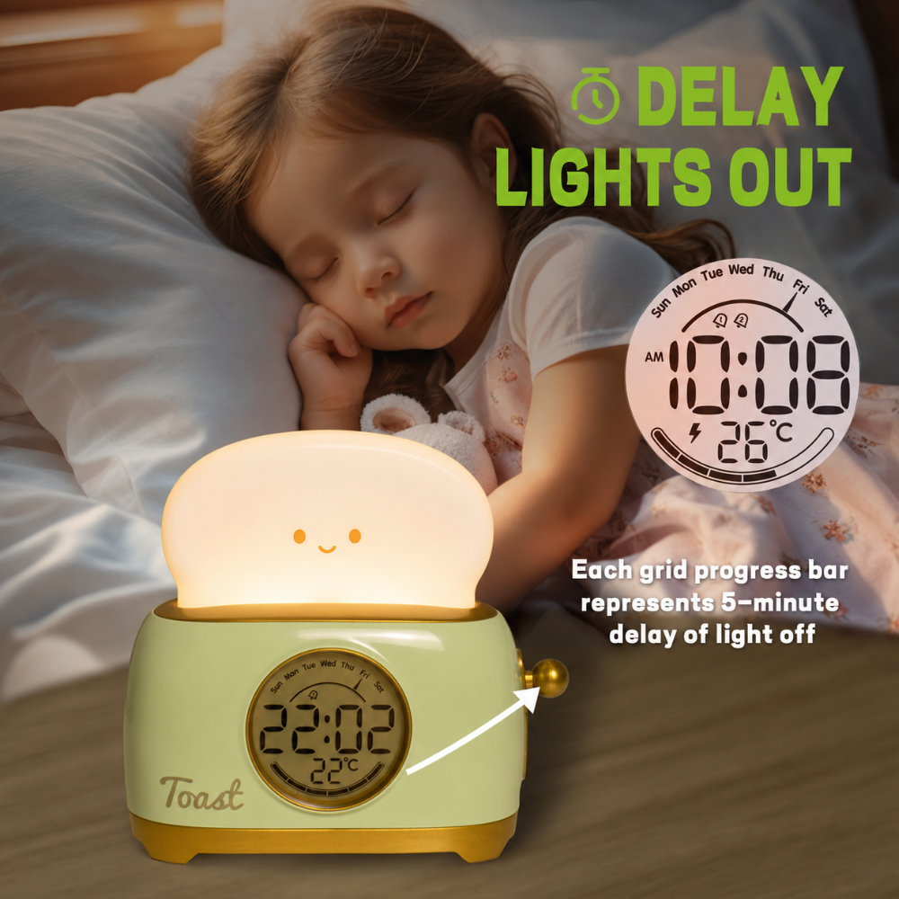 Toastie Digital Alarm Clock with Night Light & Temperature Display for Kids