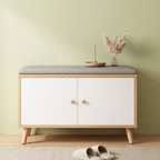 Scandinavian Solid Wood Shoe Storage Cabinet - 2-Tier Organizer