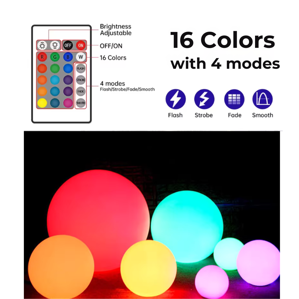 SphereGlow | Stylish Eco-Friendly Modern Ball Lamp with 16 Color Options