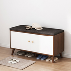 Scandinavian Solid Wood Shoe Storage Cabinet - 2-Tier Organizer