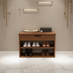 Modern Minimalist 3-Tier Shoe Storage Cabinet - PU Leather & Wood Organizer