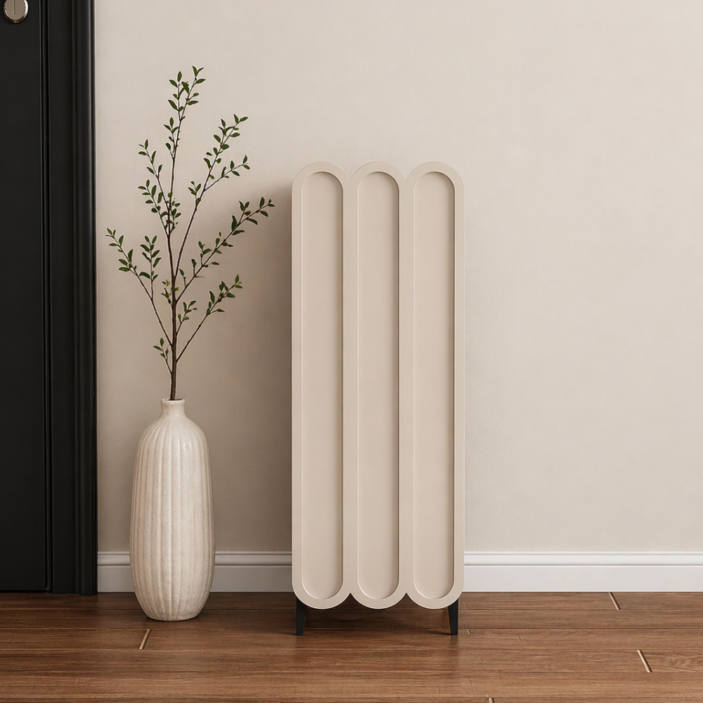Elegant 4-Tier Shoe Storage Cabinet with Scalloped Edge Design for Entryway