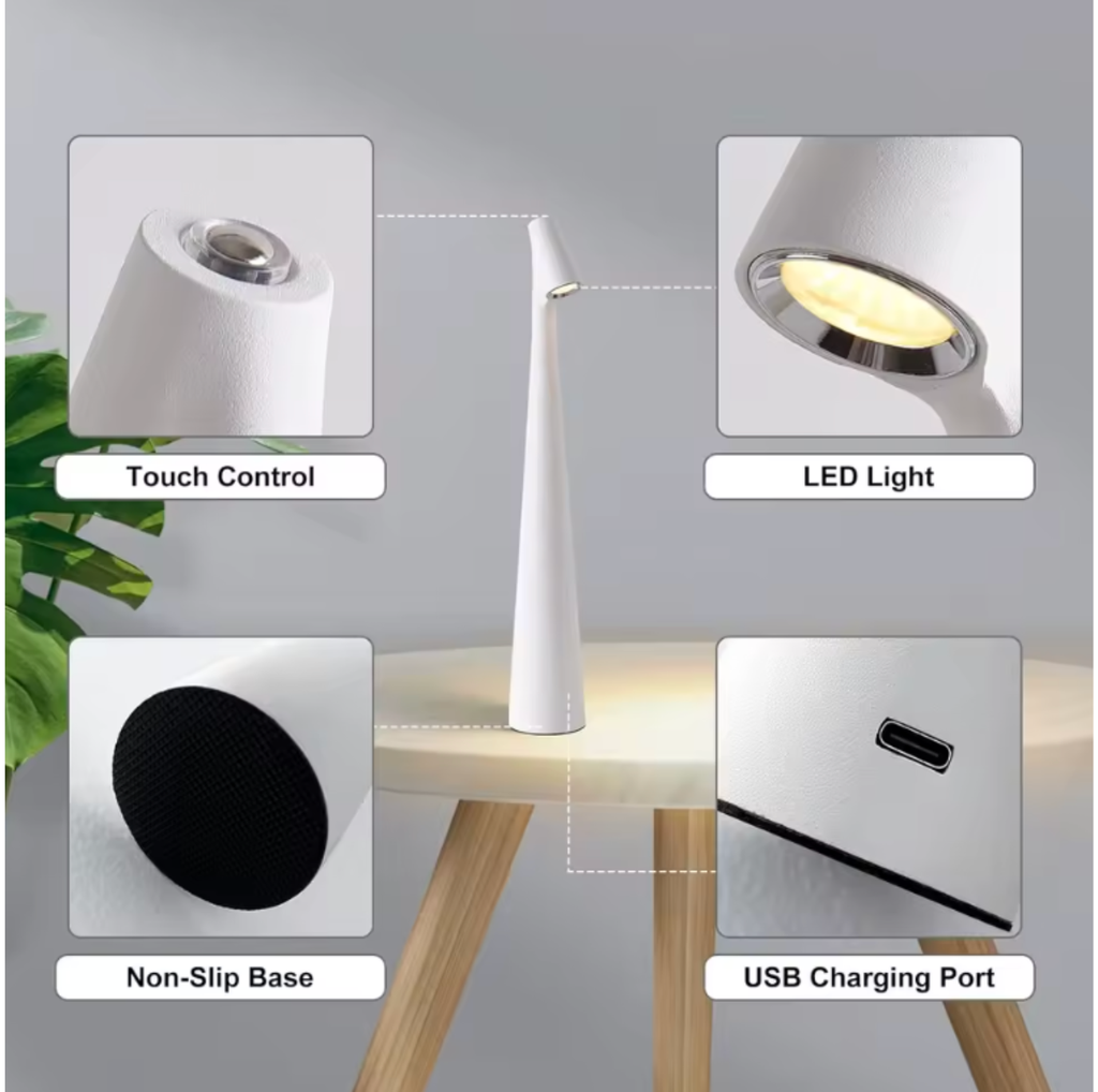 Wireless LED Table Lamp with Touch Dimming Function