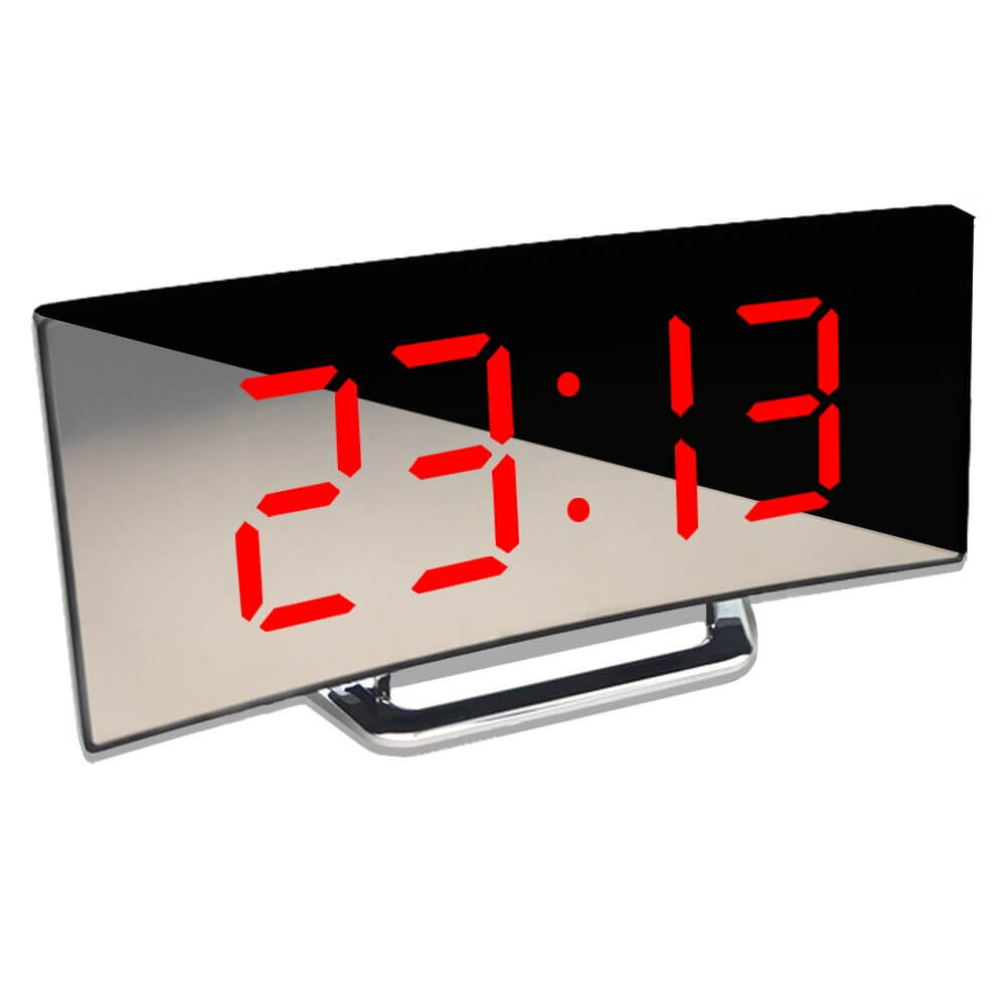 Sleek Curved LED Digital Alarm Clock with Adjustable Dimming Feature