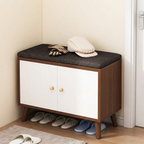 Scandinavian Solid Wood Shoe Storage Cabinet - 2-Tier Organizer