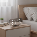 Sleek Curved LED Digital Alarm Clock with Adjustable Dimming Feature