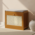 Stylish Bamboo Shoe Storage Bench with Cushioned Seating for Entryway