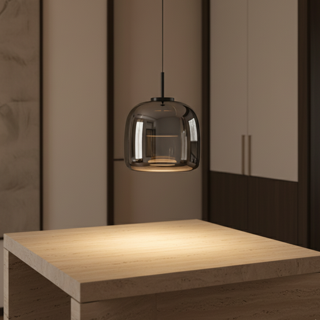 Elegant Glass Pendant Light with Smoked Glass Lampshade for Sophisticated Spaces