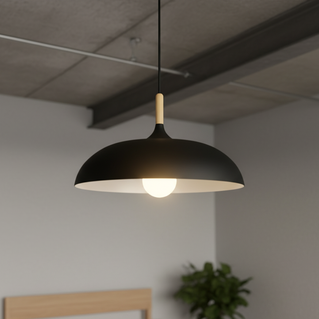 Haft Pendant Light - Scandinavian Kitchen Pendant Lighting with Wood & Iron