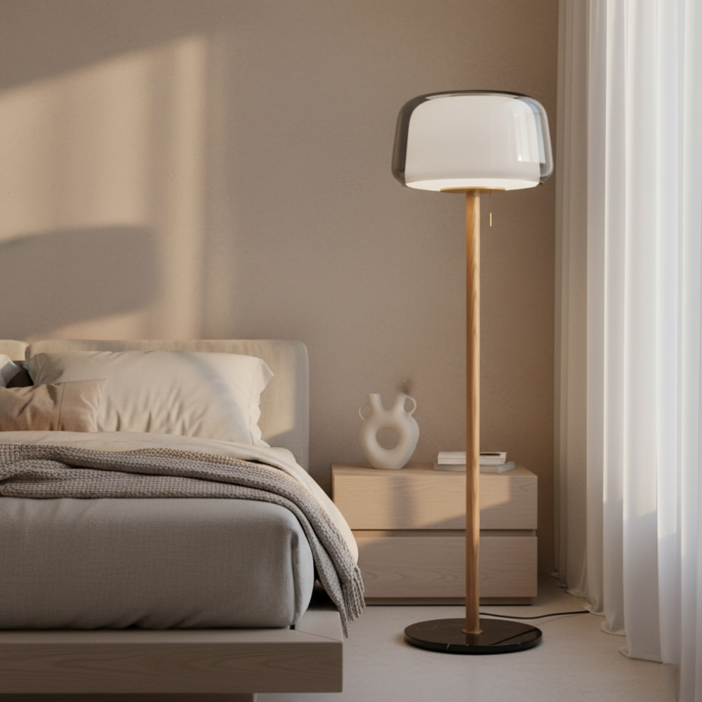 Glasstique | Chic Modern Glass Floor Lamp for Living Room Ambiance
