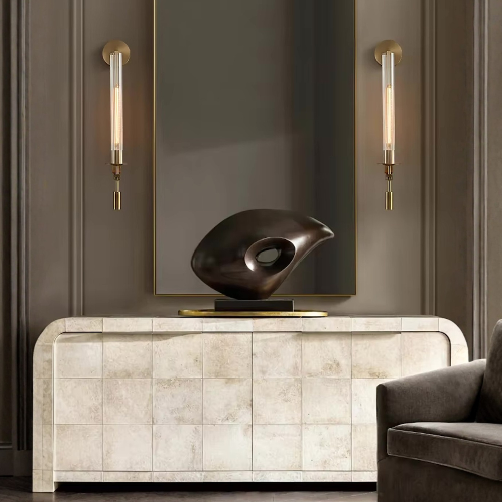 Clarion Modern Wall Sconce - Elegant Fluted Glass & Iron Wall Lights