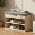 Modern Minimalist 3-Tier Shoe Storage Cabinet - PU Leather & Wood Organizer