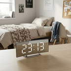 Sleek Curved LED Digital Alarm Clock with Adjustable Dimming Feature