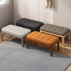 Scandinavian Shoe Storage Bench with Solid Wood Frame & PU Leather Seat
