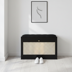 Stylish Bamboo Shoe Storage Bench with Cushioned Seating for Entryway