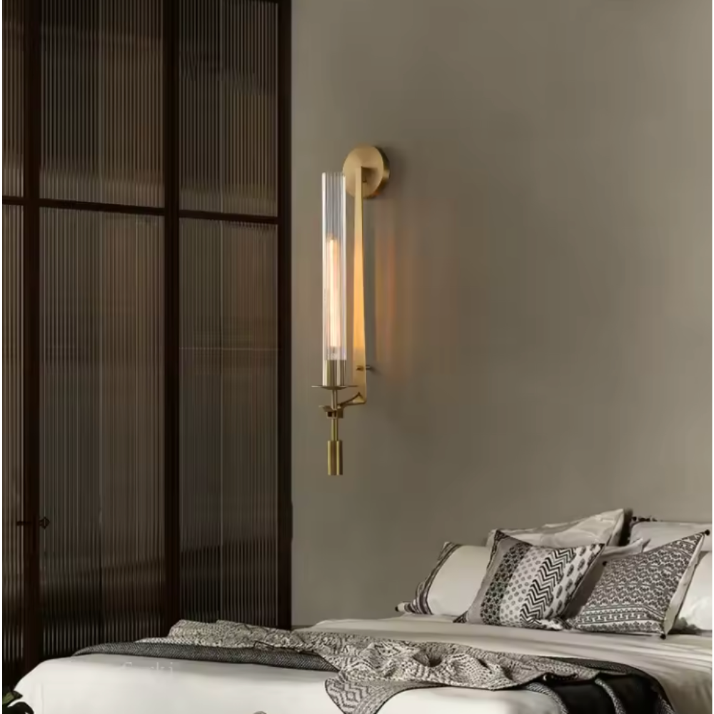 Clarion Modern Wall Sconce - Elegant Fluted Glass & Iron Wall Lights