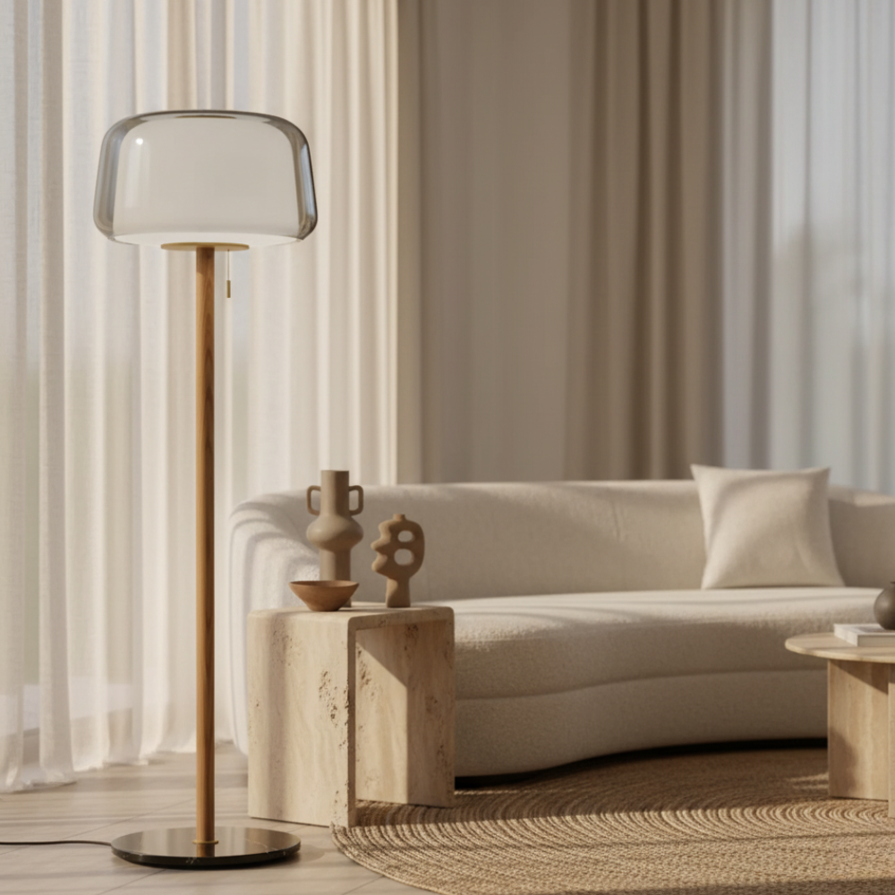 Glasstique | Chic Modern Glass Floor Lamp for Living Room Ambiance