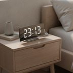 Sleek Curved LED Digital Alarm Clock with Adjustable Dimming Feature