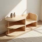 Children Shoe Storage Bench with Japanese Pine Wood 2-Tier Entryway Rack