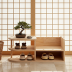 Children Shoe Storage Bench with Japanese Pine Wood 2-Tier Entryway Rack