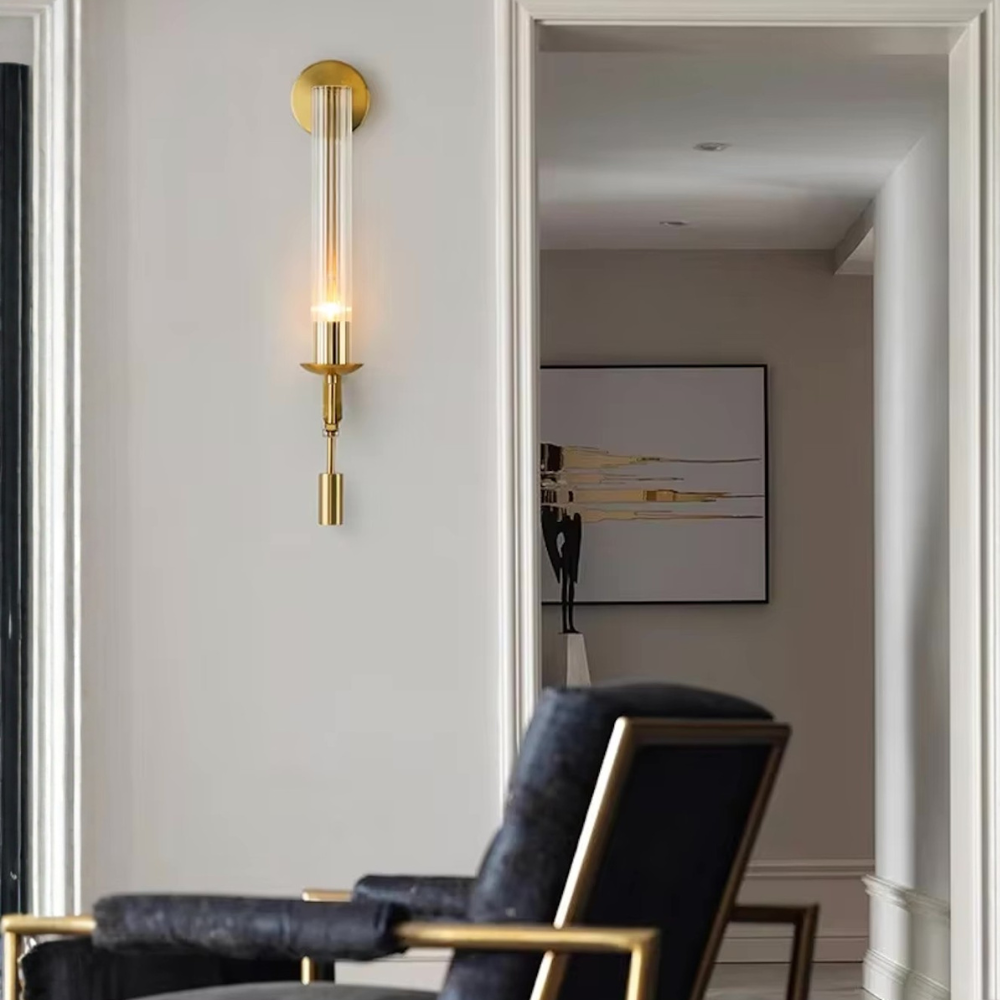 Clarion Modern Wall Sconce - Elegant Fluted Glass & Iron Wall Lights