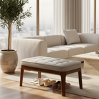 Scandinavian Shoe Storage Bench with Solid Wood Frame & PU Leather Seat