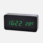 Natural Wood LED Digital Alarm Clock with Triple Alarm & Brightness Control