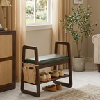 Modern Minimalist Shoe Storage Bench with Armrests - Elegant Entryway Rack & Shoe Changing Stool