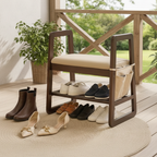 Modern Minimalist Shoe Storage Bench with Armrests - Elegant Entryway Rack & Shoe Changing Stool