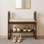 Modern Minimalist Shoe Storage Bench with Armrests - Elegant Entryway Rack & Shoe Changing Stool