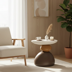 Modern Minimalist Stone Side Table - Scandinavian Design for Living Room or Bedroom