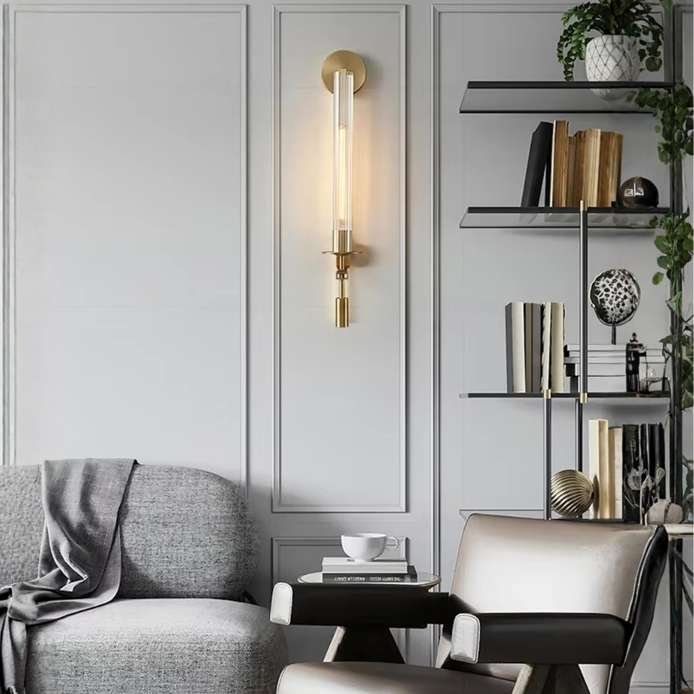 Clarion Modern Wall Sconce - Elegant Fluted Glass & Iron Wall Lights