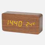 Natural Wood LED Digital Alarm Clock with Triple Alarm & Brightness Control