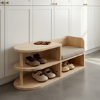Children Shoe Storage Bench with Japanese Pine Wood 2-Tier Entryway Rack